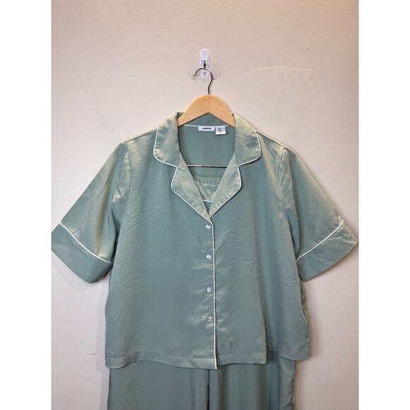Jason Wu Women's Size Medium Green Satin Sleepshirt & Pajama Pants 2-Piece Set - Picture 2 of 10